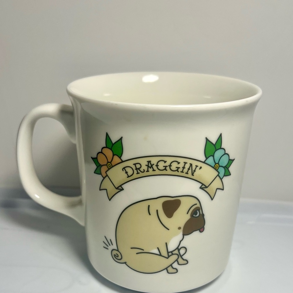 Pug Design Ceramic Mug - White